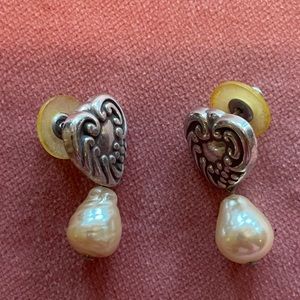Brighton Heart and Pearl Drop Earrings